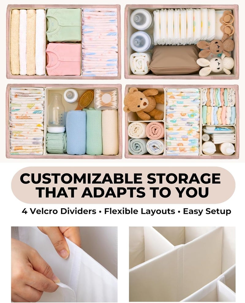 Toodly Baby Diaper Caddy Organizer with Portable Changing Mat - Teddy Fleece Diaper Organizer for Changing Table - Basket for Changing Essentials - Baby Essentials Organizer with Removable Dividers - Image 3